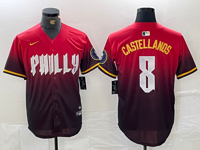 Men's Philadelphia Phillies Nick Castellanos #8 Red 2024 City Connect Limited Player Jersey1 baseball jersey product view 1