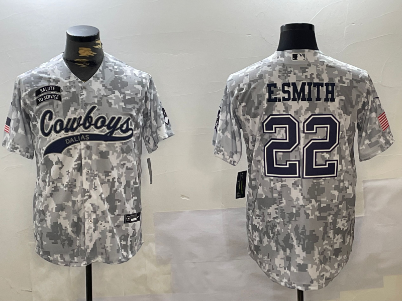 Men's Dallas Cowboys Emmitt Smith #22 Arctic Camo 2024 Salute to Service Player Jersey1 football jersey product view 1