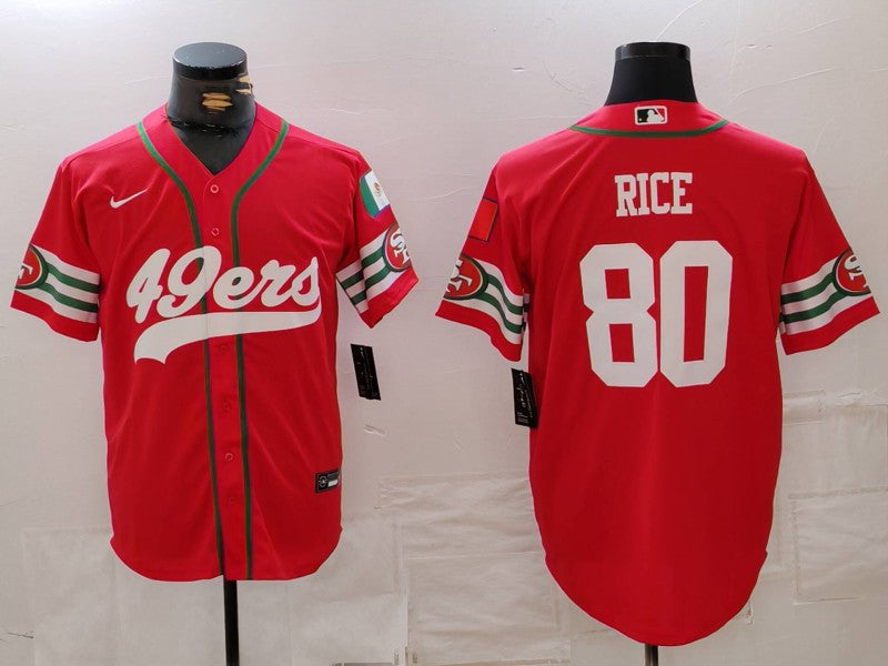 Men's San Francisco 49ers Jerry Rice #80 Scarlet Game Player Jersey1 football jersey product view 1