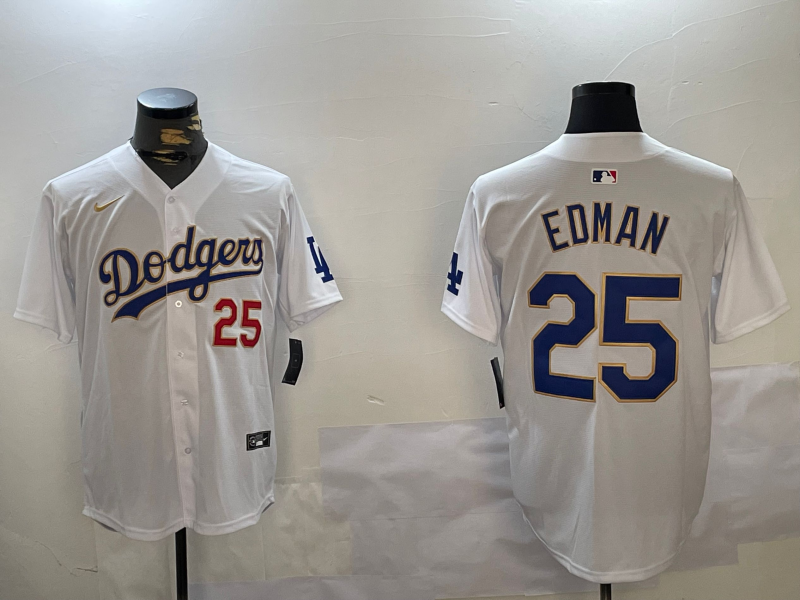 Men's Los Angeles Dodgers Tommy Edman #25 White Game Player Jersey1 baseball jersey product view 1