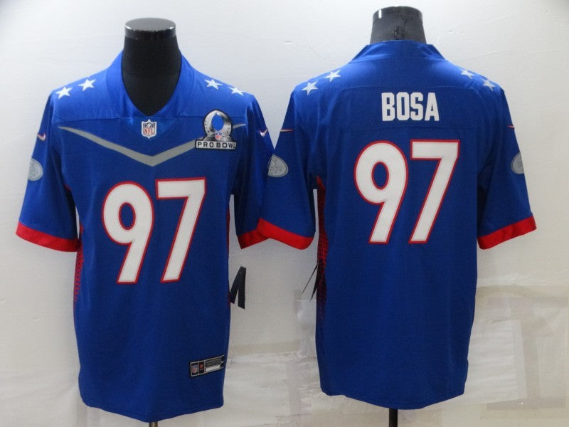 Men's San Francisco 49ers Nick Bosa #97 Blue ALL STAR Game Jersey1 football jersey product view 1