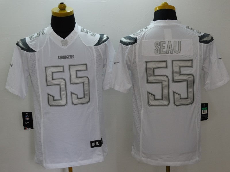 Men's Los Angeles Chargers Junior Seau #55 White Game Jersey1 football jersey product view 1