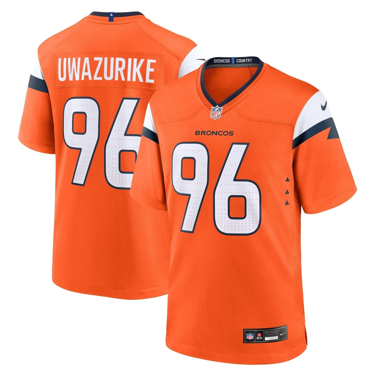 Eyioma Uwazurike Denver Broncos Nike Team Game Jersey - Orange football jersey product view 1