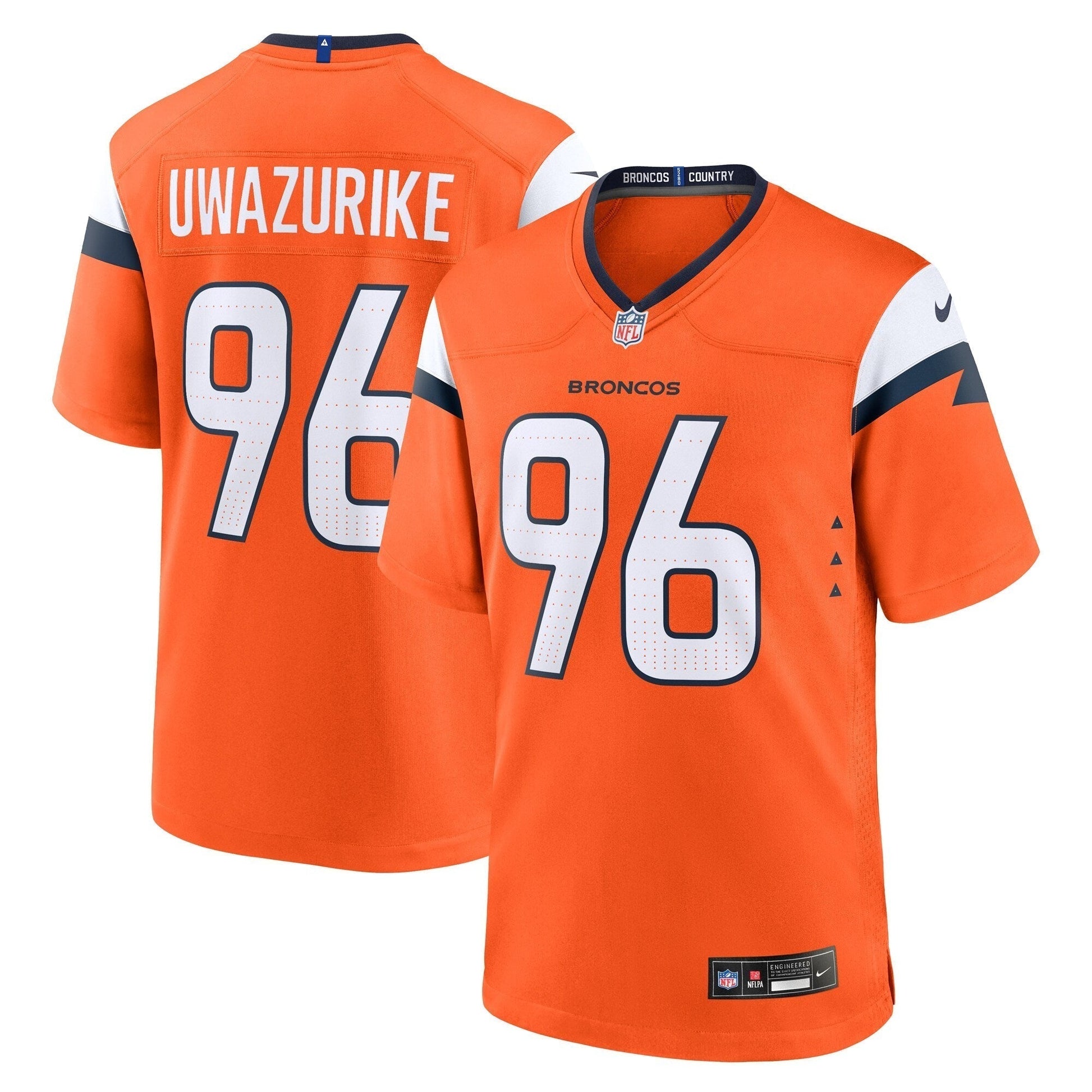 Eyioma Uwazurike Denver Broncos Nike Team Game Jersey - Orange football jersey product view 1