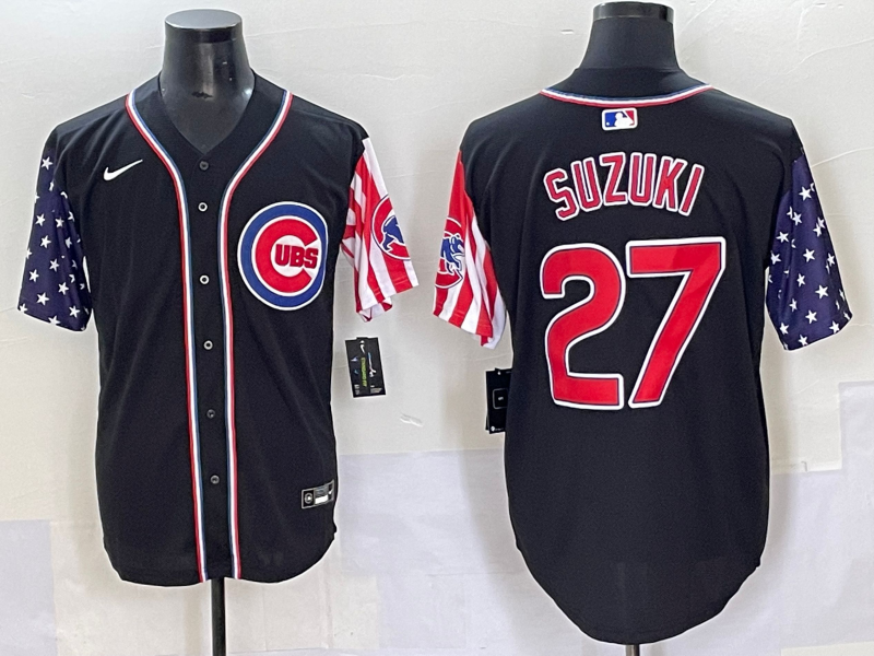 Men's Chicago Cubs Seiya Suzuki #27 Black Limited Player Jersey baseball jersey product view 1