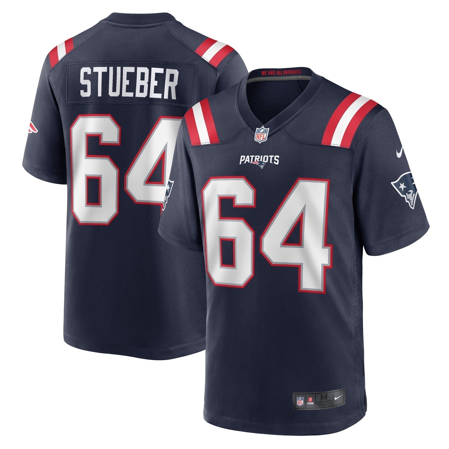 Andrew Stueber New England Patriots Nike Game Jersey - Navy football jersey product view 1