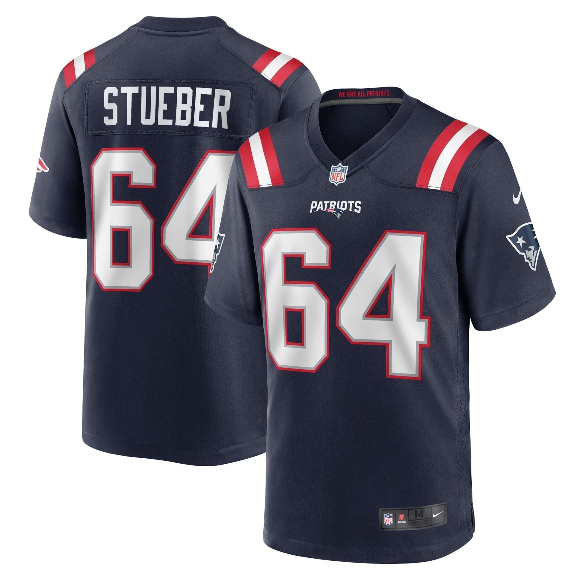 Andrew Stueber New England Patriots Nike Game Jersey - Navy football jersey product view 1