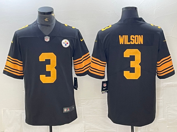 Men's Pittsburgh Steelers Russell Wilson #3 Black Alternate Game Jersey1 football jersey product view 1