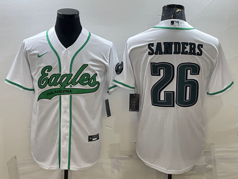 Men's Philadelphia Eagles Miles Sanders #26 White Game Jersey1 Joint Edition football jersey product view 1