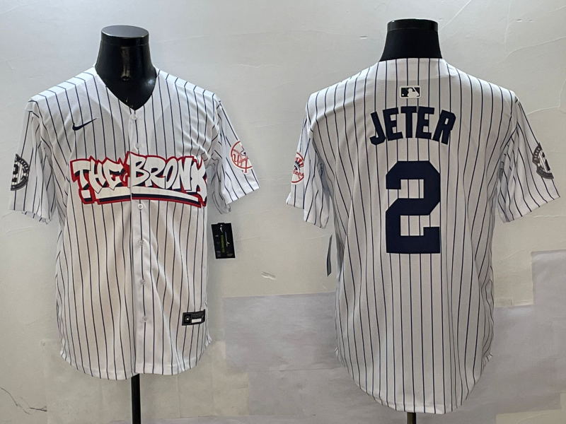 Men's New York Yankees Derek Jeter White Limited Player Jersey1 baseball jersey product view 1