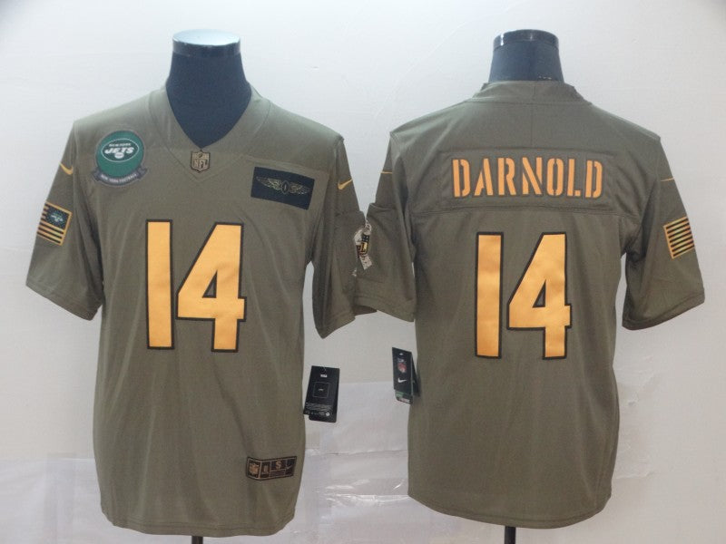 Men's New York Jets Sam Darnold #14 Brown Game Jersey1 football jersey product view 1