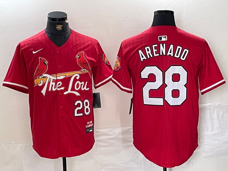 Men's St. Louis Cardinals Nolan Arenado #28 Red 2024 City Connect Limited Player Jersey1 baseball jersey product view 1