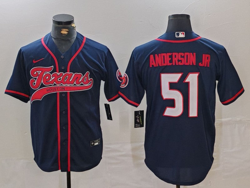 Men's Houston Texans Will Anderson Jr. #51 Navy Player Jersey1 football jersey product view 1
