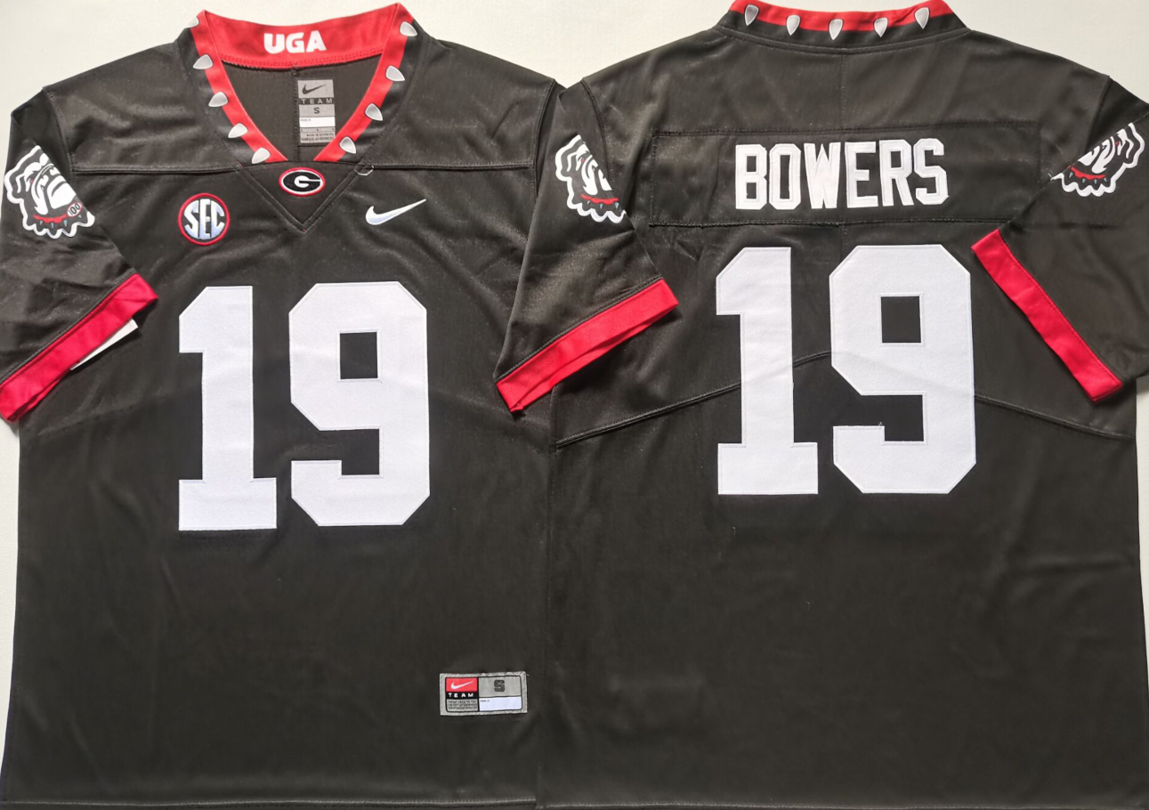Men's Georgia Bulldogs Brock Bowers #19 Dog Pound Black Player Game Jersey sports jersey product view 1