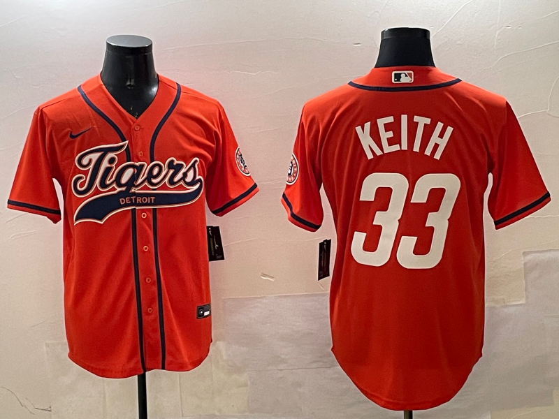 Men's Detroit Tigers Colt Keith #33 Orange Replica Player Jersey1 baseball jersey product view 1