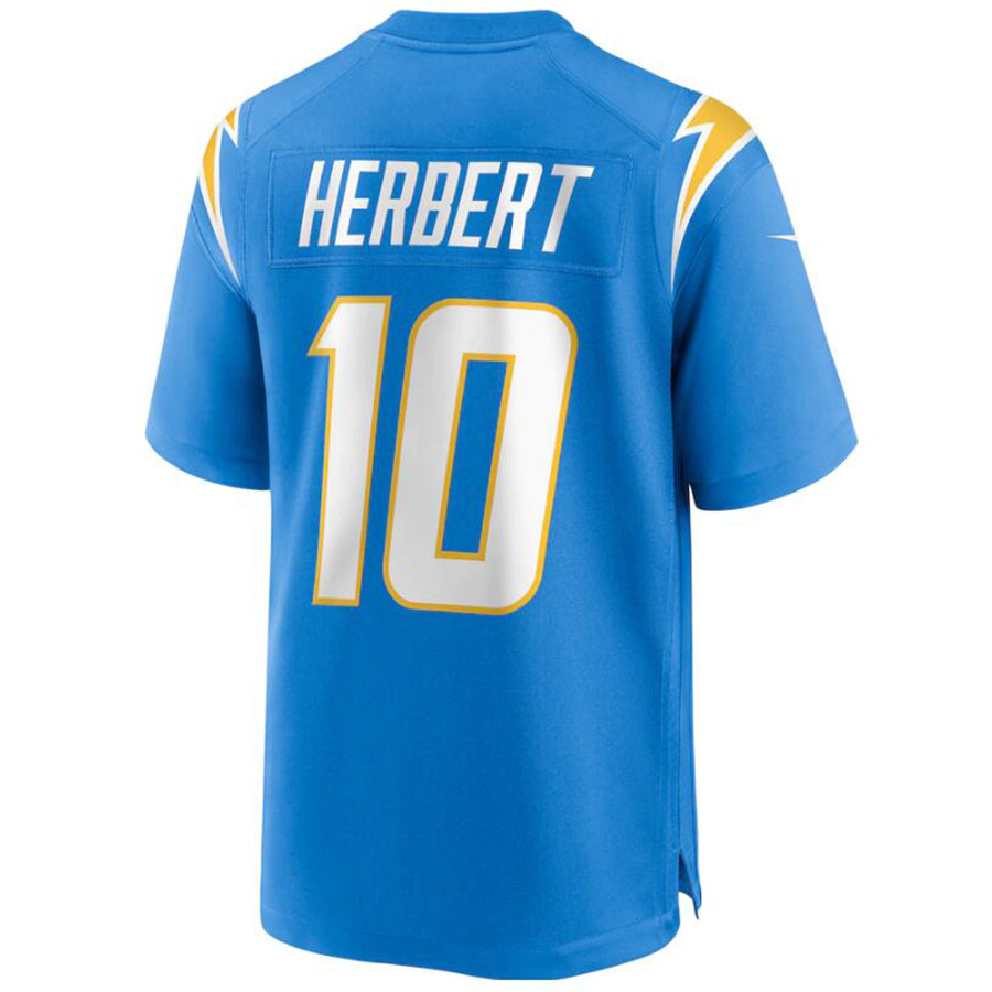 #10 Justin Herbert Player LA.Chargers Blue Game Football Jerseys football jersey product view 1