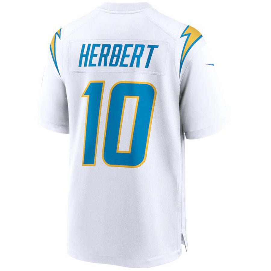 #10 Justin Herbert Player LA.Chargers White Game Football Jerseys football jersey product view 1