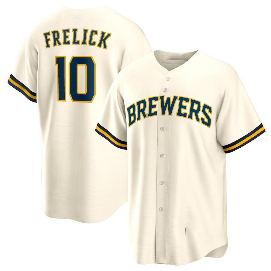 Milwaukee Brewers #10 Sal Frelick Cream Alternate Replica Player Jersey Baseball Jerseys baseball jersey product view 1