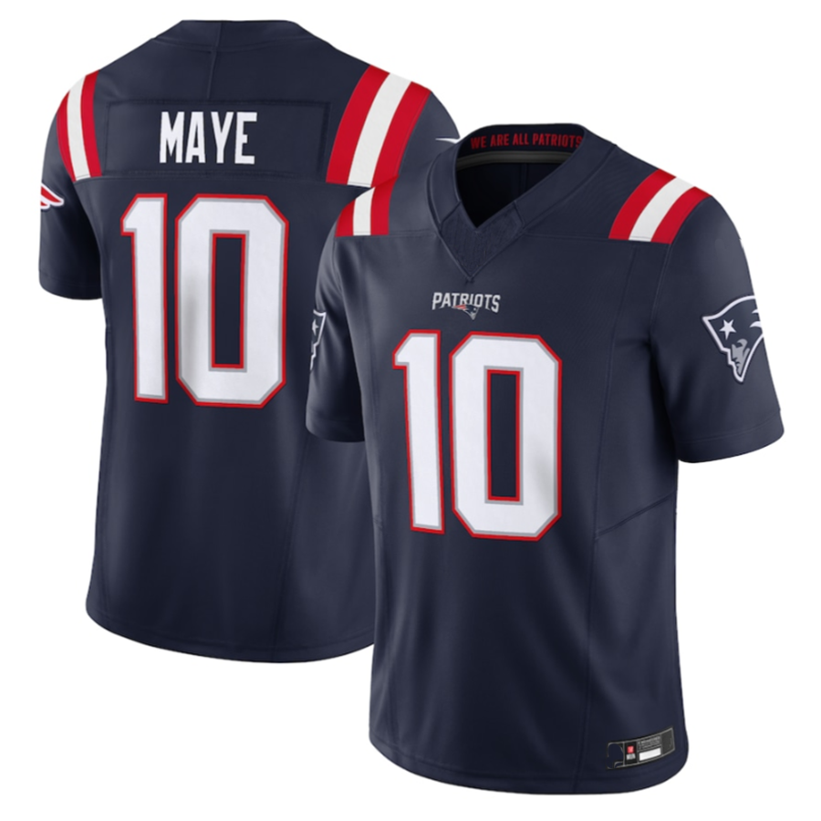 #10 Drake Maye NE.Patriots Navy Vapor F.U.S.E. Limited Football Jerseys football jersey product view 1