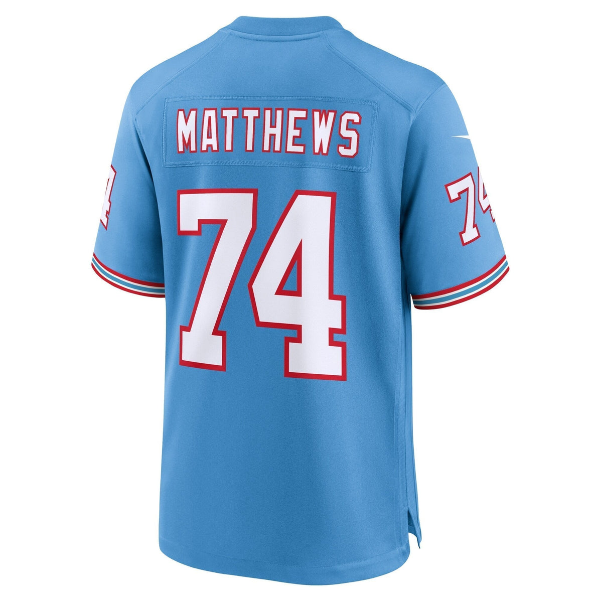 Bruce Matthews Tennessee Titans Nike Oilers Throwback Retired Game Jersey - Light Blue football jersey product view 3