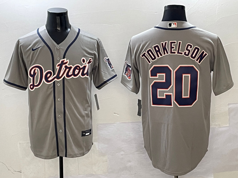 Men's Detroit Tigers Spencer Torkelson #20 Gray Replica Player Jersey1 baseball jersey product view 1
