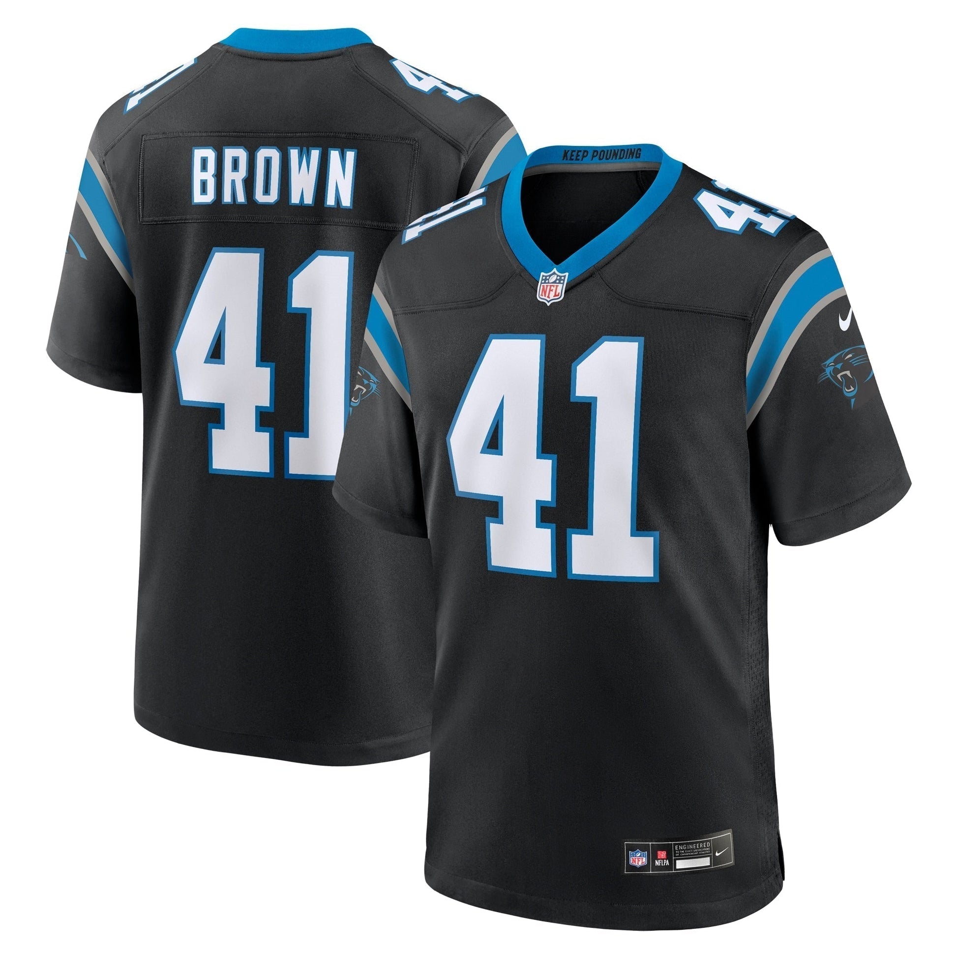 Spencer Brown Carolina Panthers Nike Team Game Jersey - Black football jersey product view 1