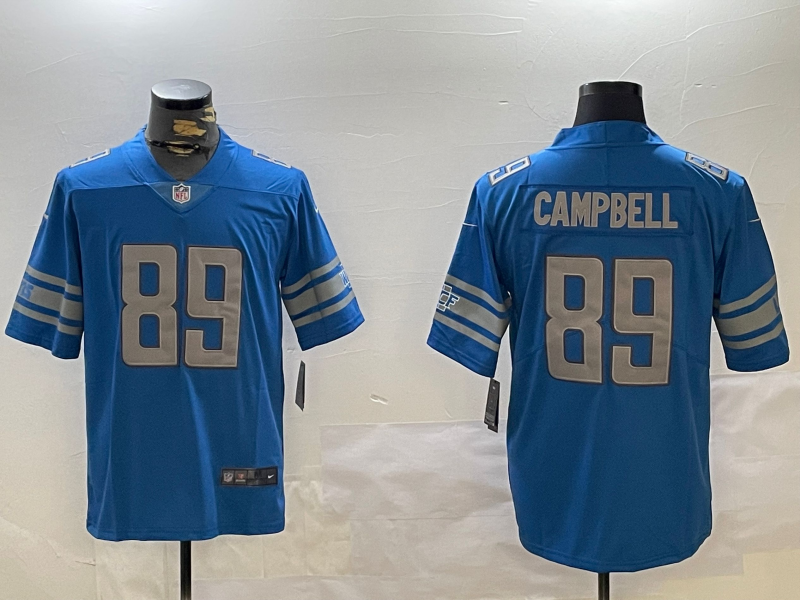Men's Detroit Lions Dan Campbell #89 Blue Game Jersey1 football jersey product view 1
