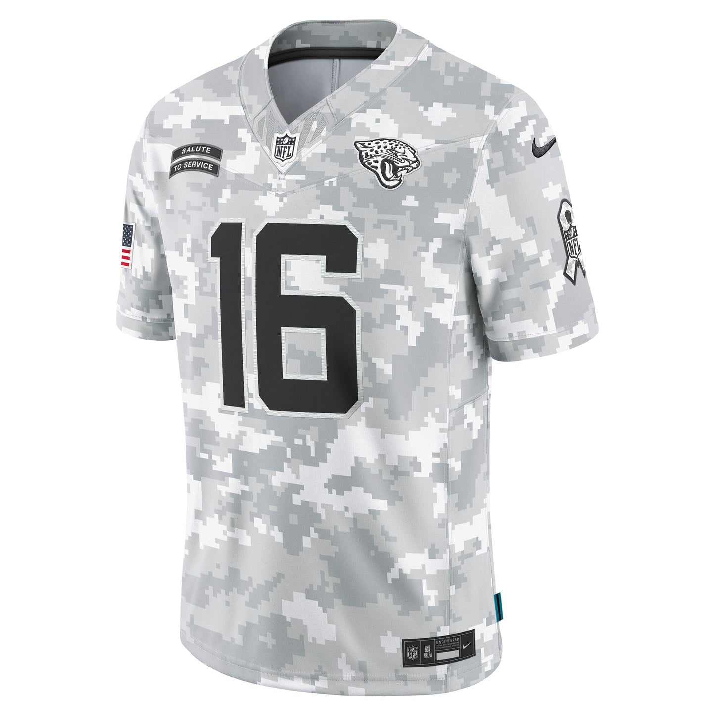 Trevor Lawrence Jacksonville Jaguars Nike 2024 Salute to Service Limited Jersey - Arctic Camo football jersey product view 2