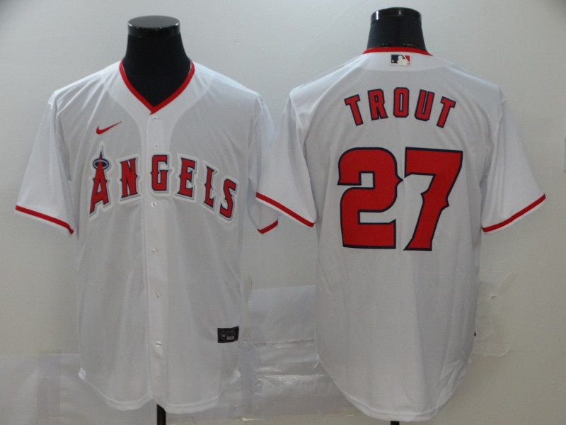 Men's Los Angeles Angels Mike Trout #27 MLB White Sewn Baseball Jersey1 baseball jersey product view 1
