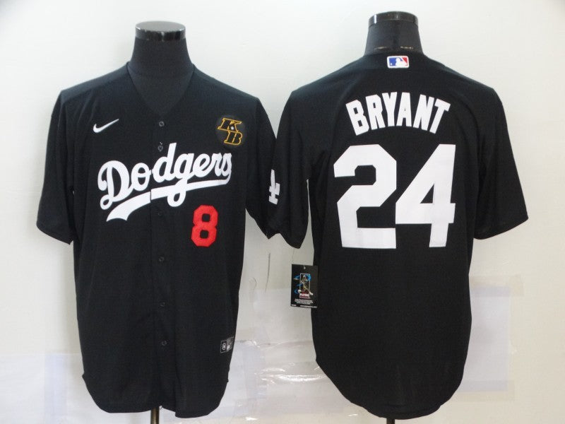 Men's Los Angeles Dodgers Kobe Bryant #8-24 Black Replica Baseball Jersey1 baseball jersey product view 1