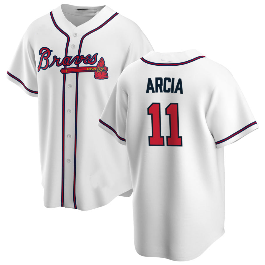 Atlanta Braves #11 Orlando Arcia White Alternate Authentic Player Jersey Stitches Baseball Jerseys baseball jersey product view 1