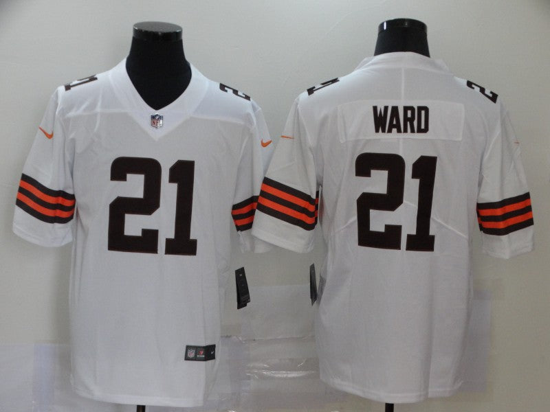 Men's Cleveland Browns Denzel Ward #21 White Game Jersey1 football jersey product view 1