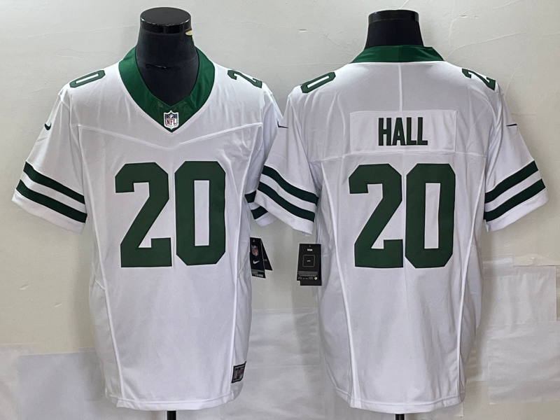 Men's New York Jets Breece Hall #20 White Legacy Vapor F.U.S.E. Limited Jersey1 football jersey product view 1