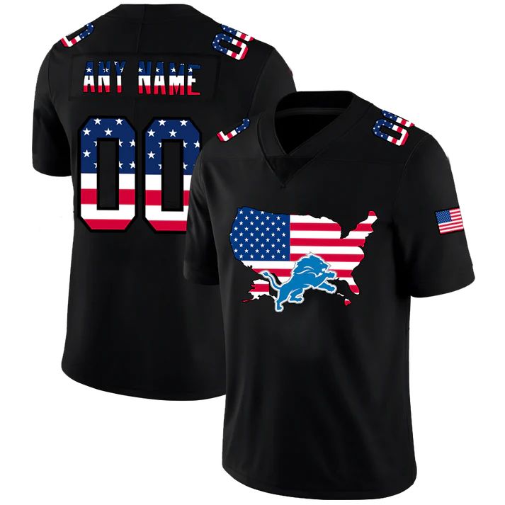 Custom1 Detroit Lions Football Black Limited Fashion Flag Stitched American Football Jerseys football jersey product view 1