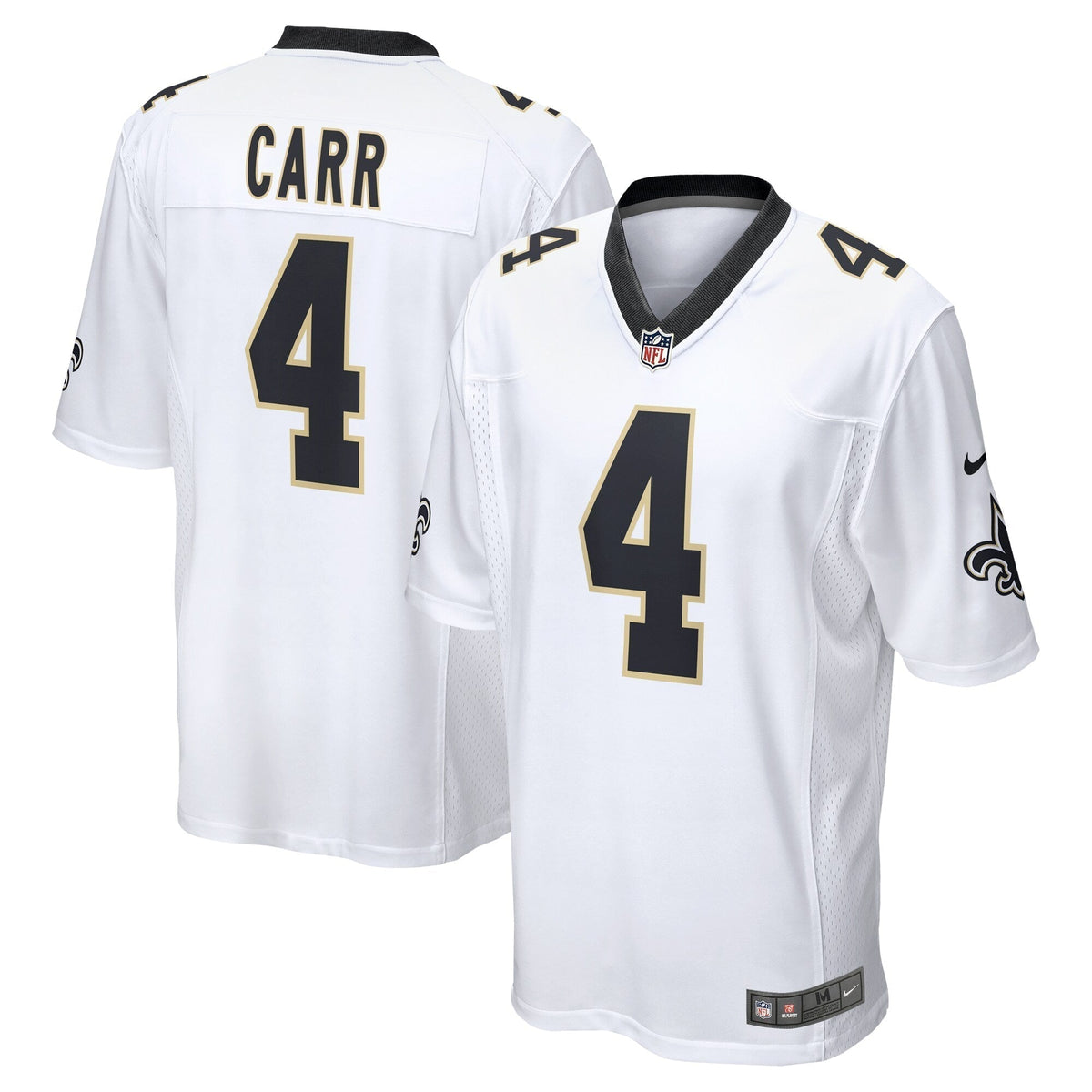 Derek Carr New Orleans Saints Nike Game Jersey - White football jersey product view 1