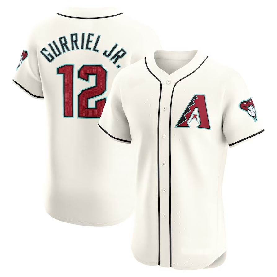 Arizona Diamondbacks #12 Lourdes Gurriel Jr. Home Elite Player Jersey - White Stitches Baseball Jerseys baseball jersey product view 1