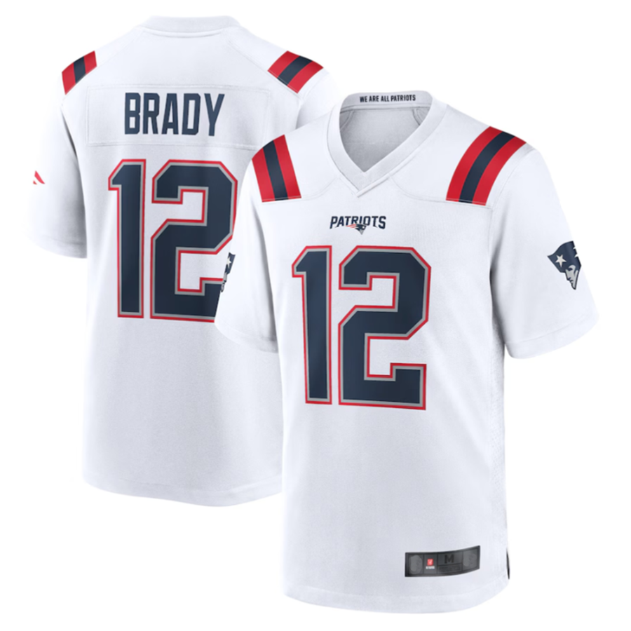 #12 Tom Brady Player NE.Patriots White Game Football Jerseys football jersey product view 1
