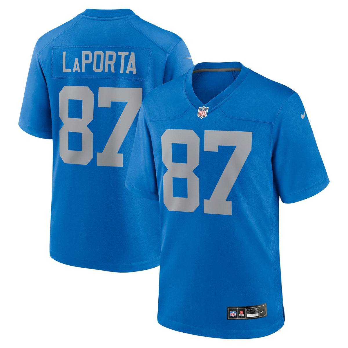 Sam LaPorta Detroit Lions Nike Alternate Game Jersey - Blue football jersey product view 1