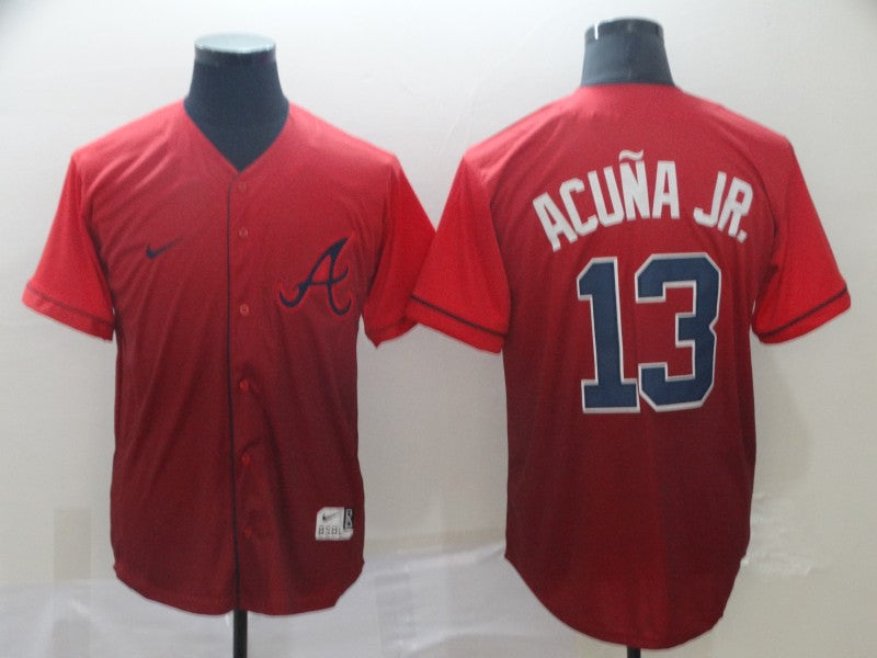 Men's Atlanta Braves Ronald Acuna Jr. #13 Red Replica Player Jersey1 baseball jersey product view 1