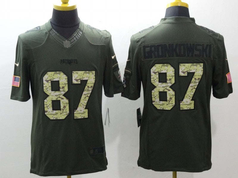 Men's New England Patriots Rob Gronkowski #87 Army Green Game Jersey1 football jersey product view 1
