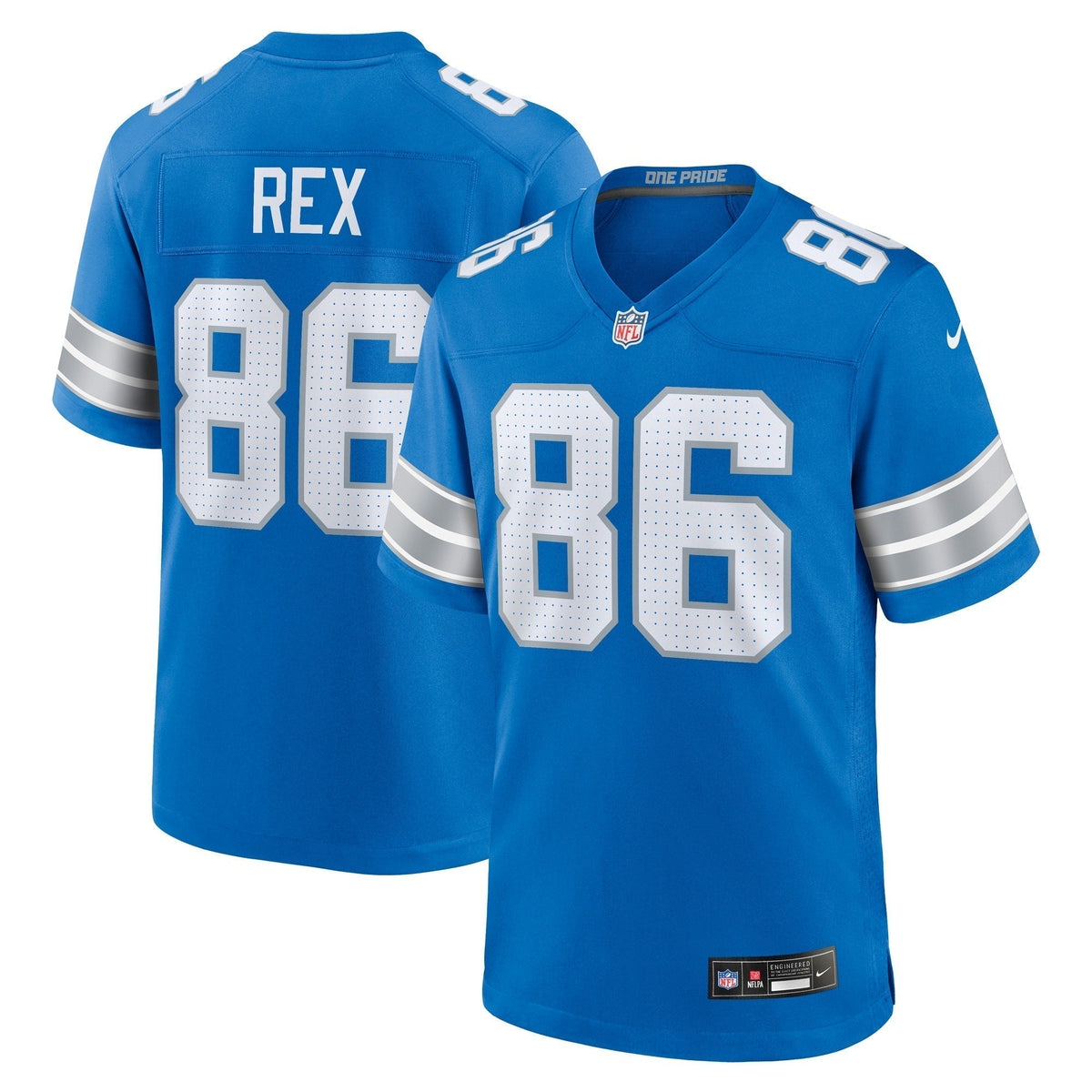 Isaac Rex Detroit Lions Nike Game Jersey - Blue football jersey product view 1
