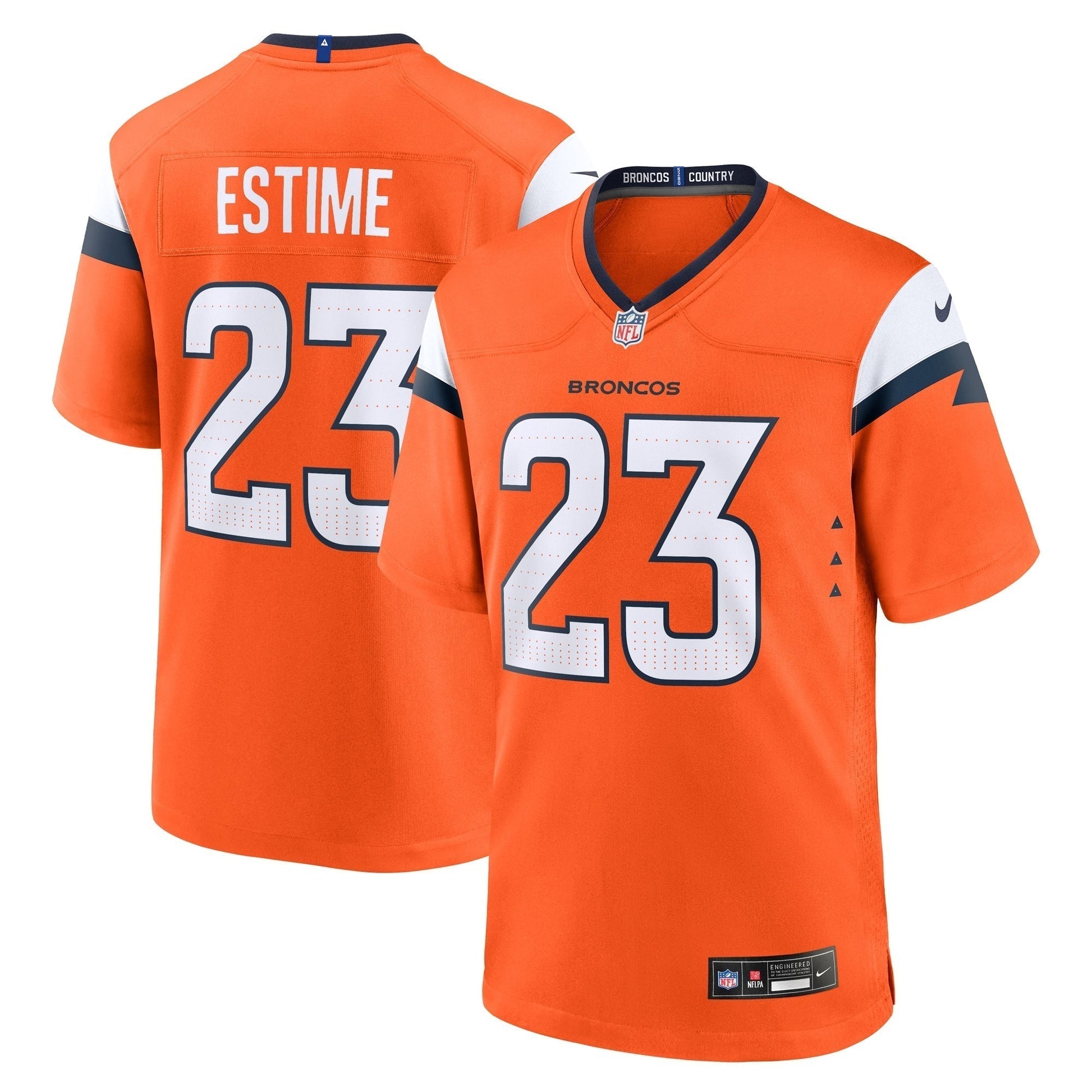 Audric Estime Denver Broncos Nike Team Game Jersey - Orange football jersey product view 1