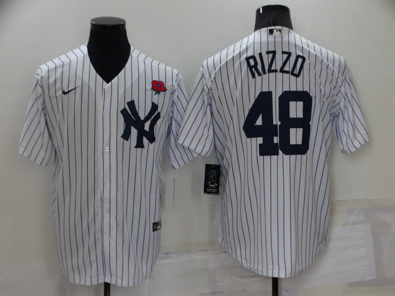 Men's New York Yankees Anthony Rizzo #48 White Replica Player Jersey1 baseball jersey product view 1