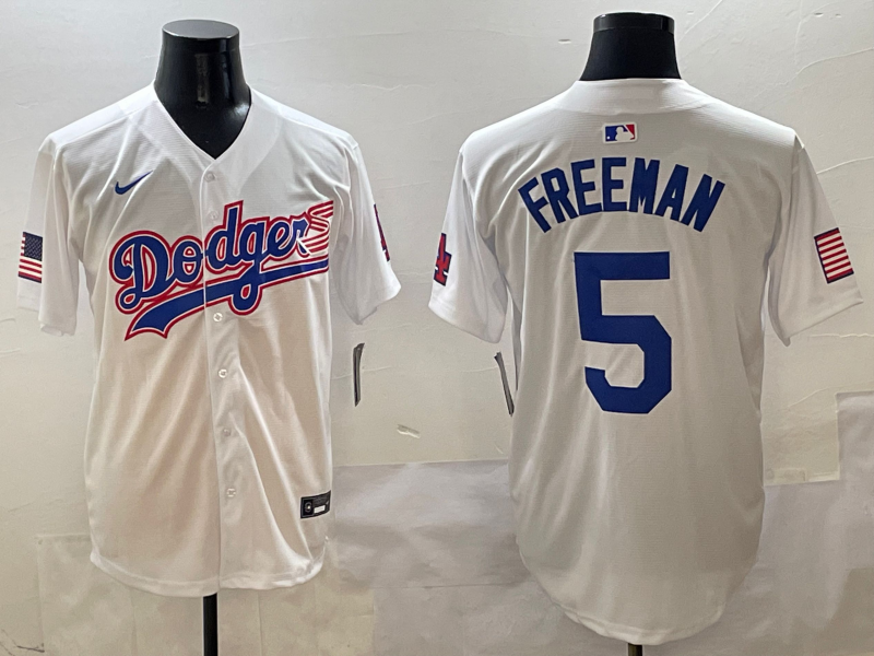 Men's Los Angeles Dodgers Freddie Freeman #5 White Team Game Jersey baseball jersey product view 1
