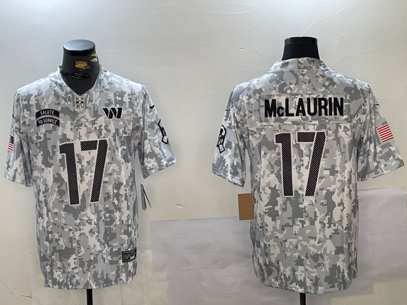 Men's Washington Commanders Terry McLaurin #17 Arctic Camo 2024 Salute to Service Limited Jersey1 football jersey product view 1