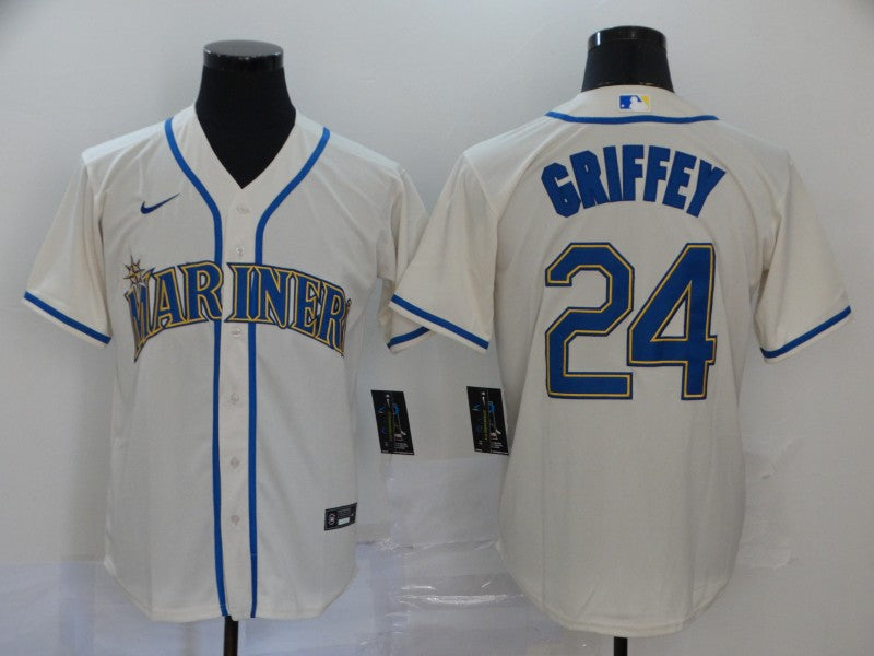Men's Seattle Mariners Ken Griffey Jr. #24 Beige Replica Baseball Jersey1 baseball jersey product view 1