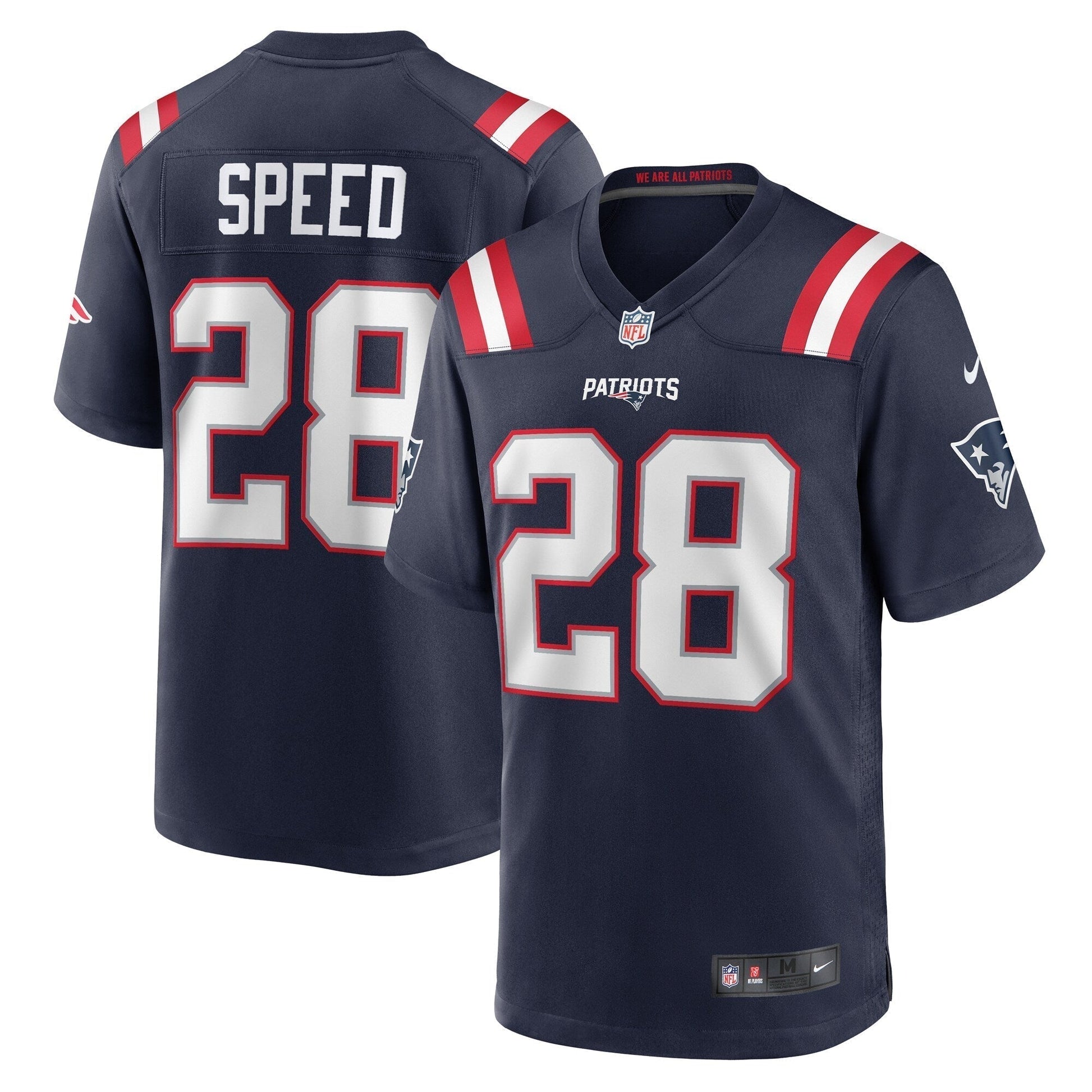 Ameer Speed New England Patriots Nike Team Game Jersey - Navy football jersey product view 1