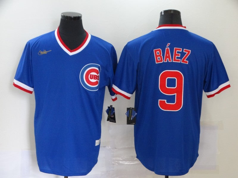 Men's Chicago Cubs Javier Baez #9 Blue Game Jersey1 baseball jersey product view 1