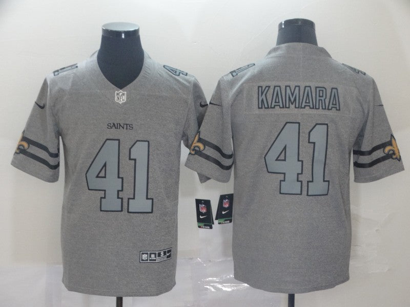 Men's New Orleans Saints Alvin Kamara #41 Gray Game Jersey1 football jersey product view 1