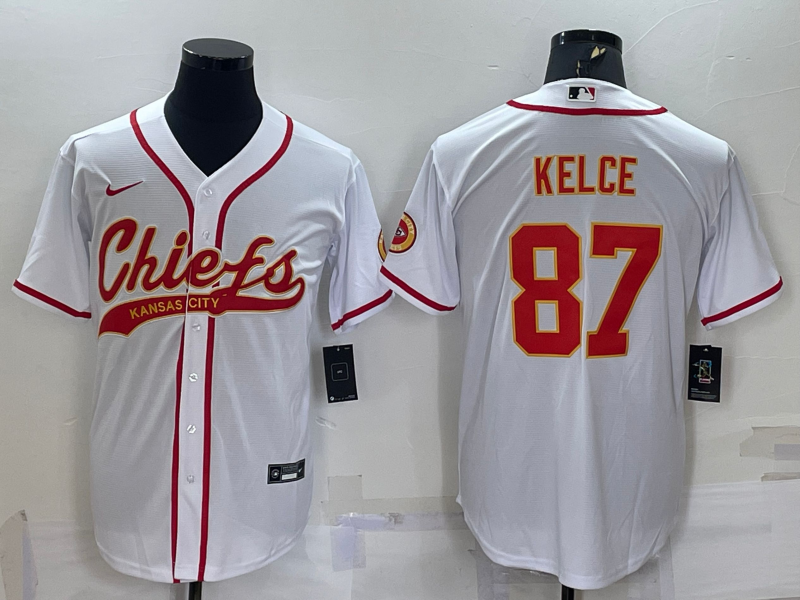 Men's Kansas City Chiefs Travis Kelce #87 White Game Jersey1 Joint Edition football jersey product view 1